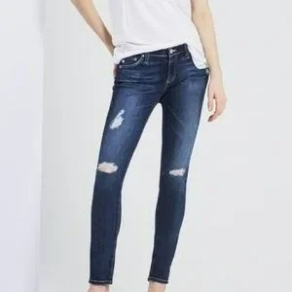 AG Adriano Goldschmied The Legging Super Skinny Jeans Womens 30R Distressed Deni